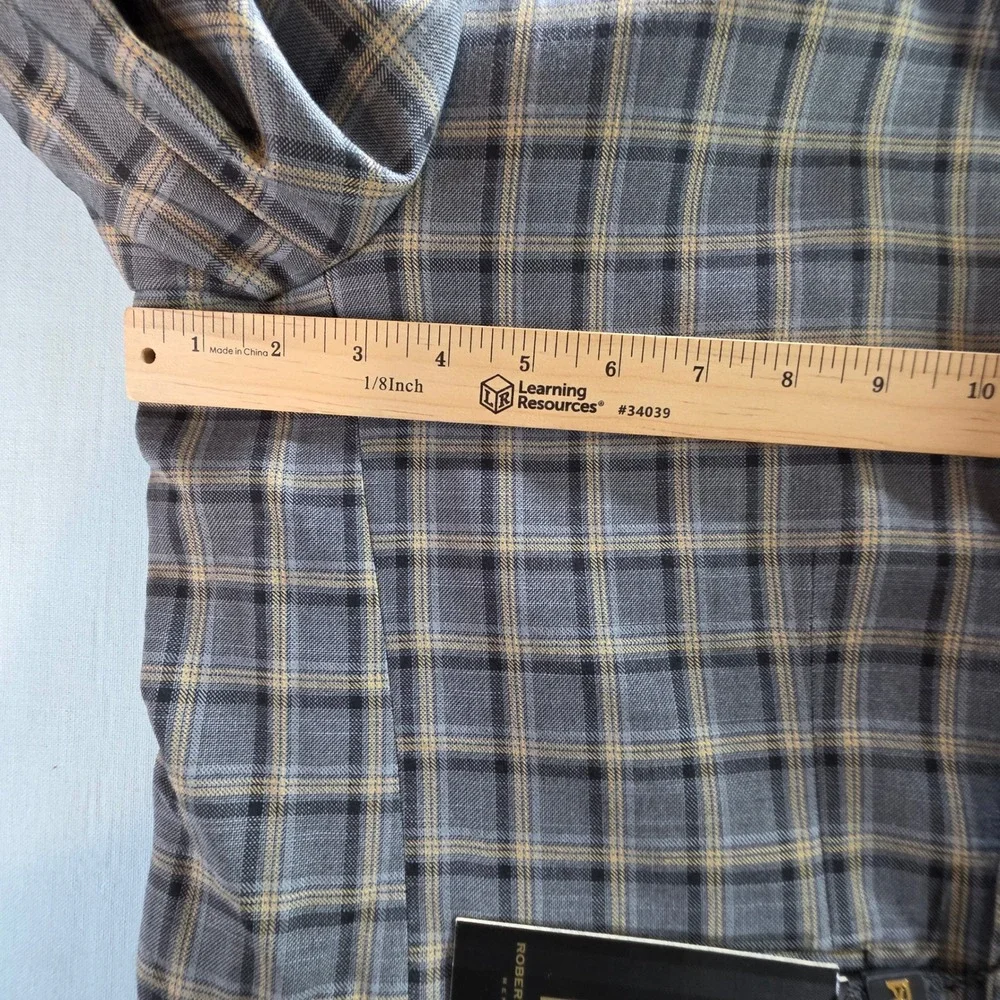 Roberto Perelli Mens Grey Plaid Two Button Blazer Sport Coat Jacket
